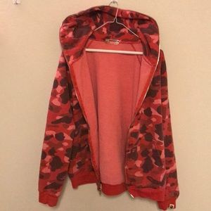 A Bathing Ape Red Zip-Up Hoodie